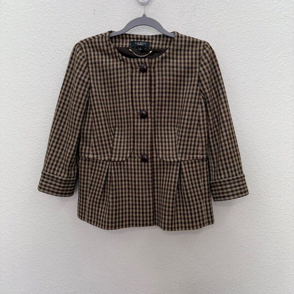 Talbots Jackets & Blazers - Talbots Plaid Peplum Houndstooth Wool Button Career Business Jacket Womens sz 4